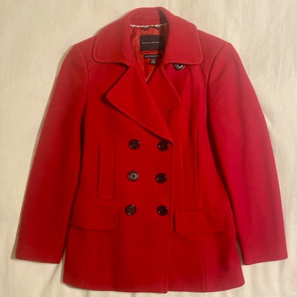 BANANA REPUBLIC Petite Red Italian Wool Coat - Picture 3 of 13